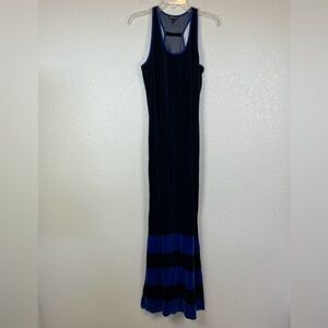 Juicy Couture Vintage Navy Velour Yacht Stripe Maxi Lounge Dress XL